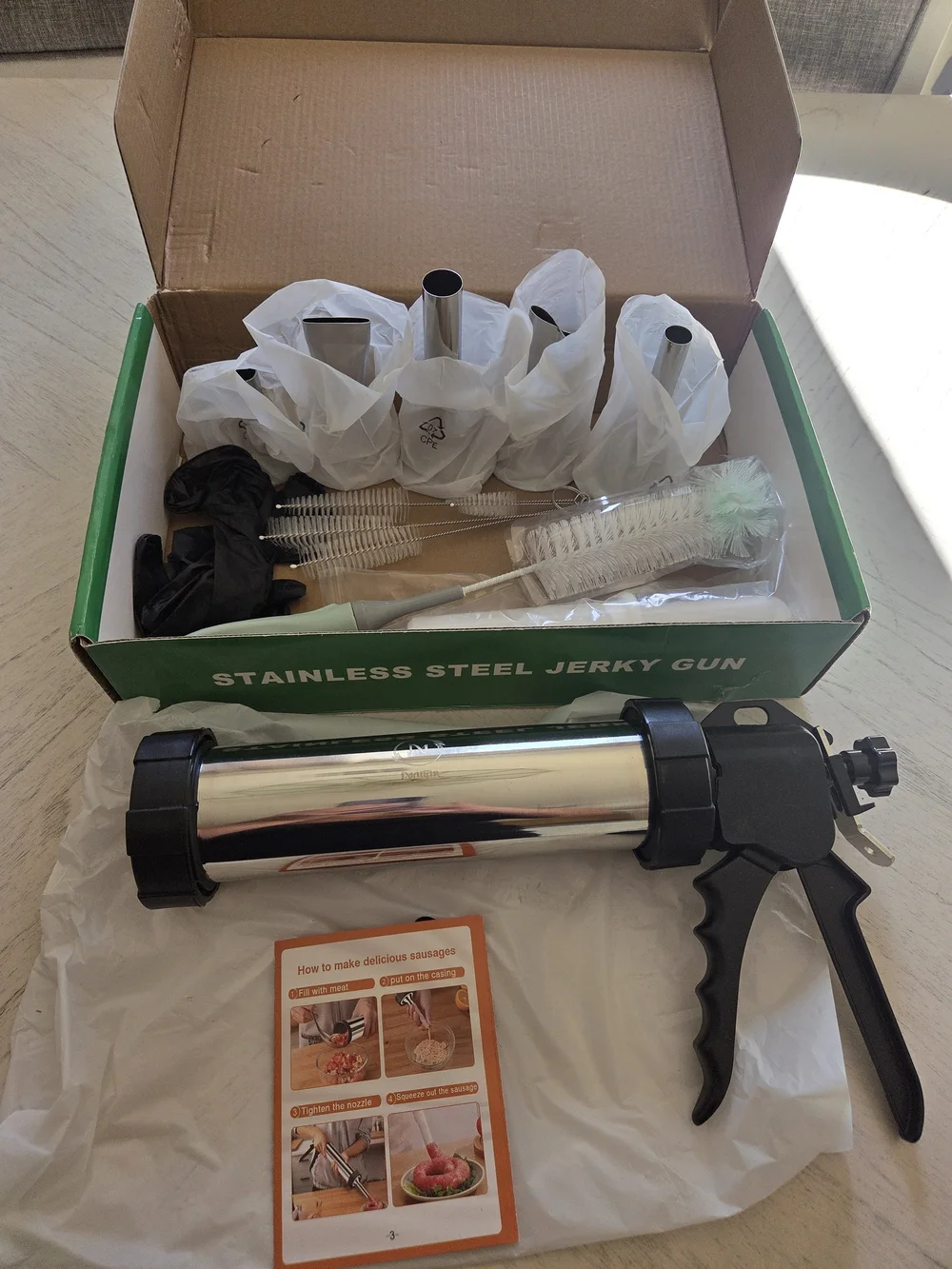 JMATTAR Professional Beef Jerky Stainless Steel Gun Kit